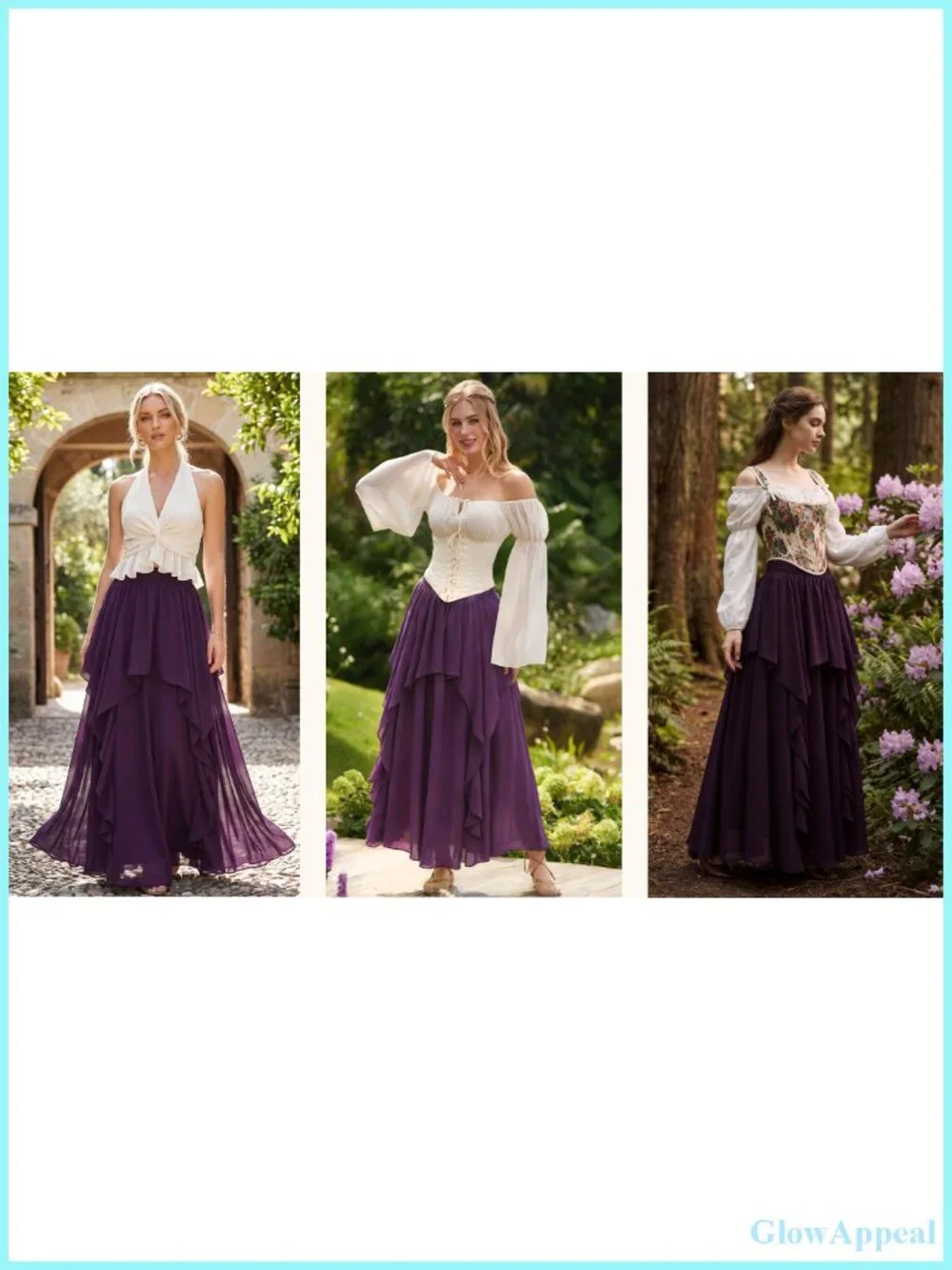 Women's Renaissance Maxi Skirt High Waist A-Line Flowy Ruffle Chiffon Lined